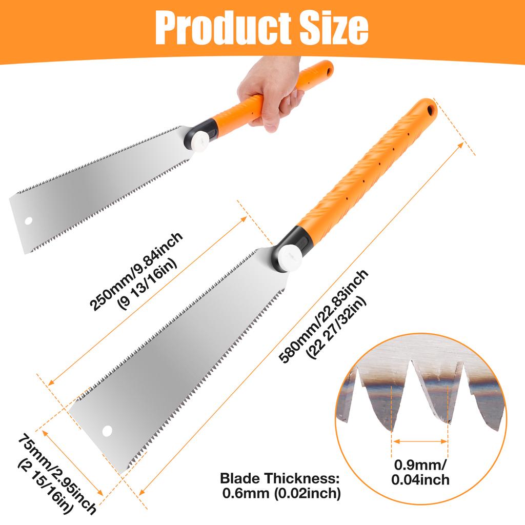 Japanese Pull Saw Double Edge Hand Saw SK5 Flexible Replaceable Blade Professional Hand Saws for Wet & Dry Wood Woodworking Tool