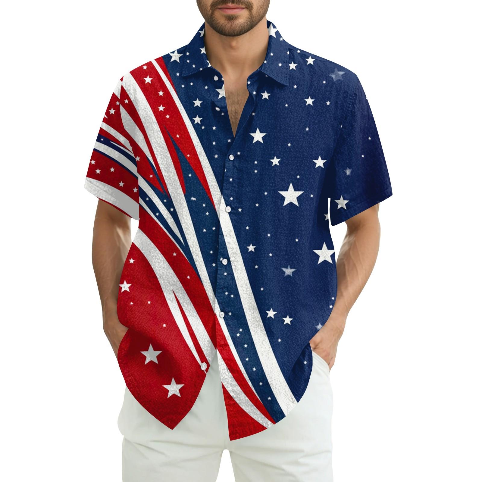 

Мужская повседневная рубашка с короткими рукавами и принтом «День независимости» XXL