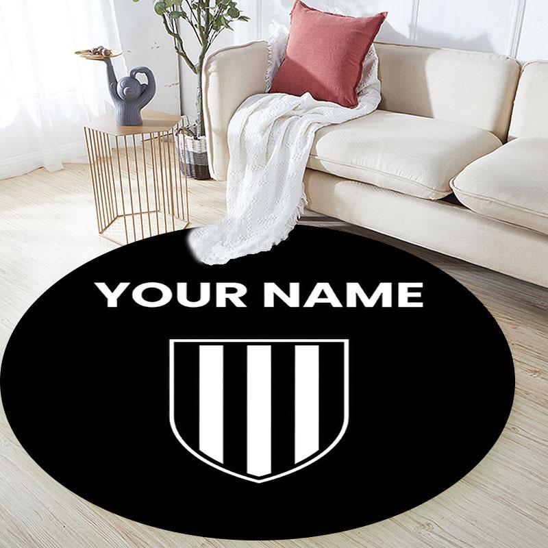 Custom Name,Newcastle United FC pattern round rug,Carpet Rug for Living Room Bedroom Playroom ,Non-slip Floor Mat,Holiday Gifts and Birthday Gifts.
