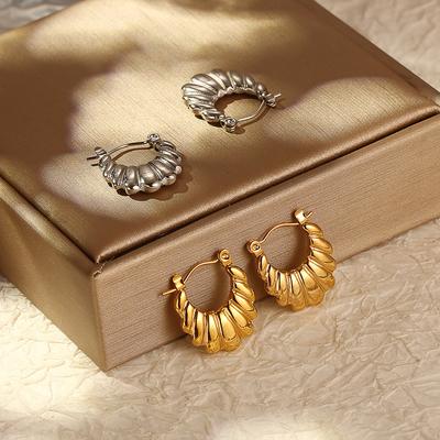 Premium French Retro Trend Stainless Steel Pattern Earrings Women's Simple Plated 18K Temperament Earrings