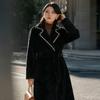 Retro Style Black Long Double-sided Woolen Jacket Women's Suit Collar Waist Coat Temperament Celebrity High Sense