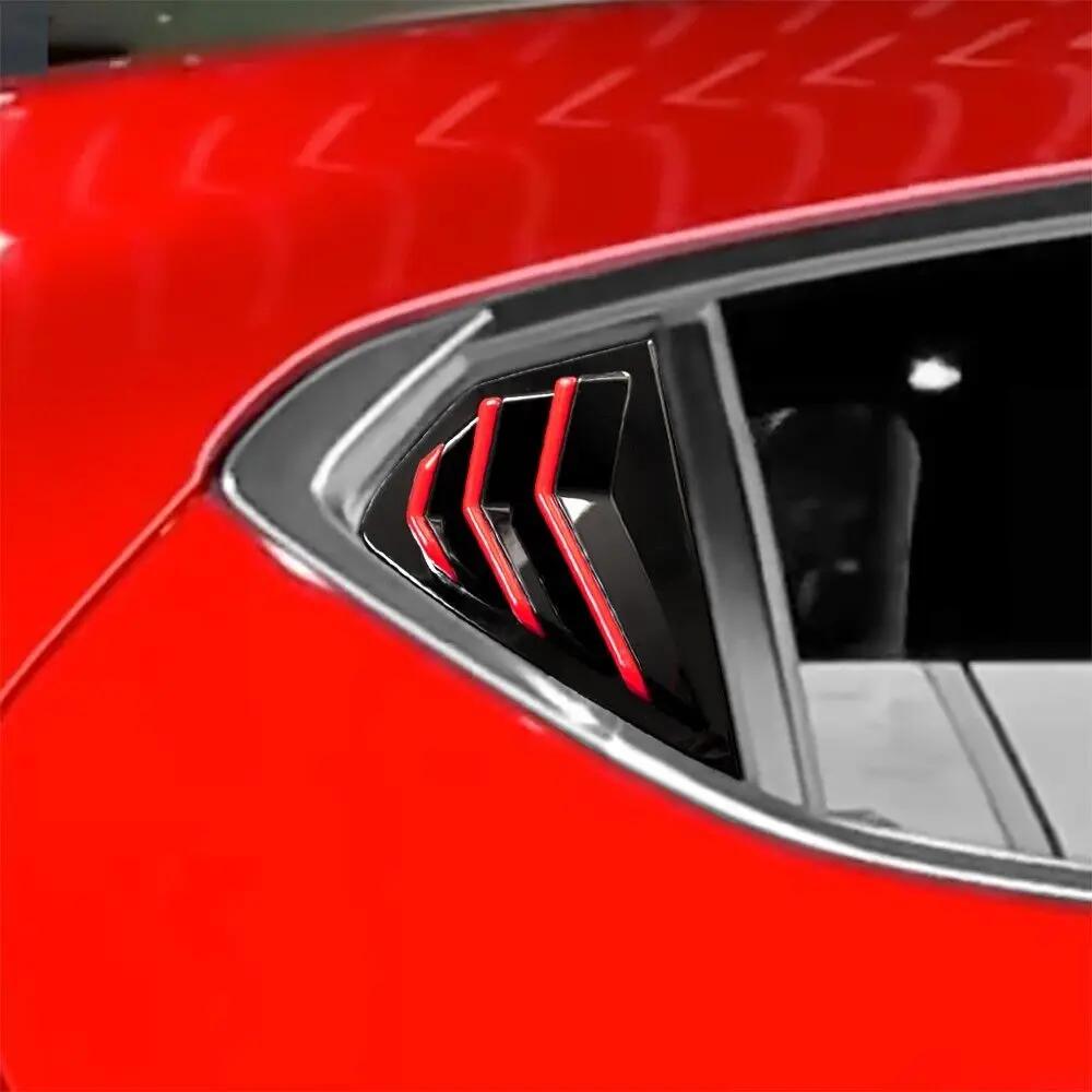 For Mazda 3 Axela Hatchback 2019-2025 Car Rear Louver Window Side Shutter Cover Trim Sticker Vent Scoop ABS Carbon Fiber Black