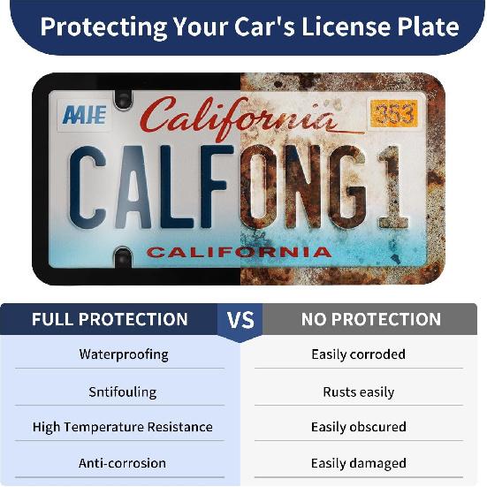 License Plate Covers & Frames, 2 Pack Grey Car Front And Rear License Plate Protector Holder With Screws & Caps, Unbreakable Car Licence Plate Frame,