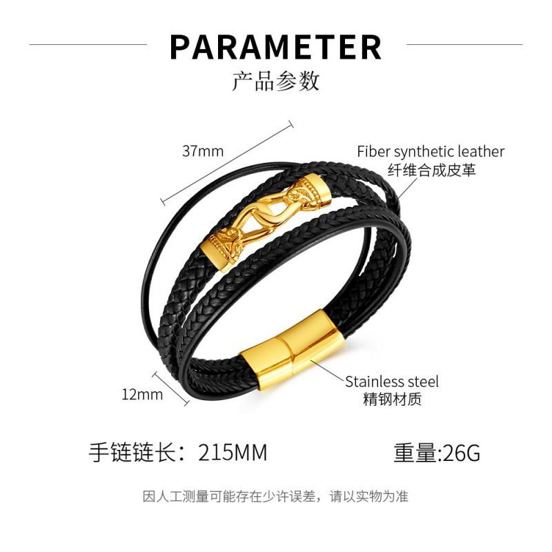 Hot Selling Hand Woven Leather Jewelry European American Personalized Trend Multi-layer Bracelet Men