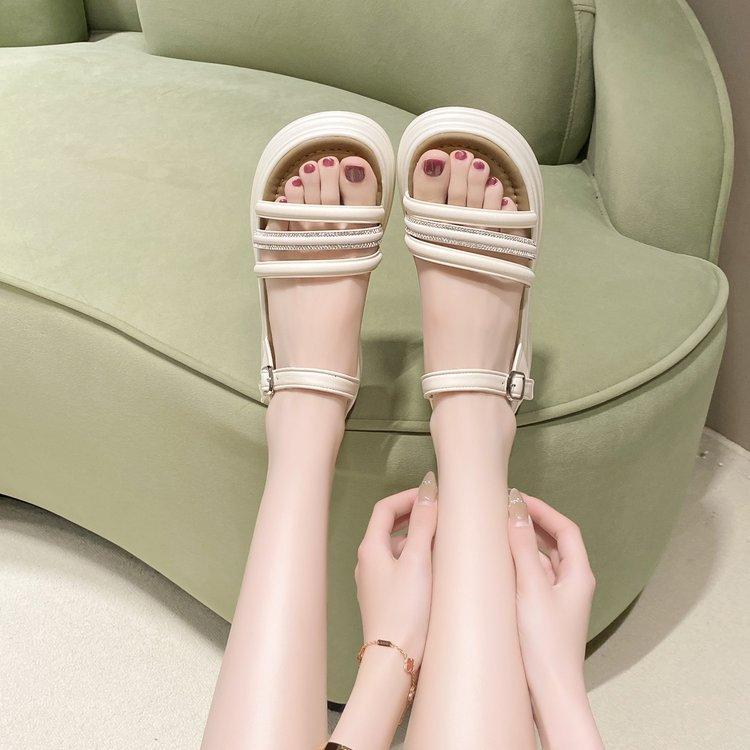 22 Spring and Summer New Sandals Sports Style One-character Open-toed Thick-soled Sandals