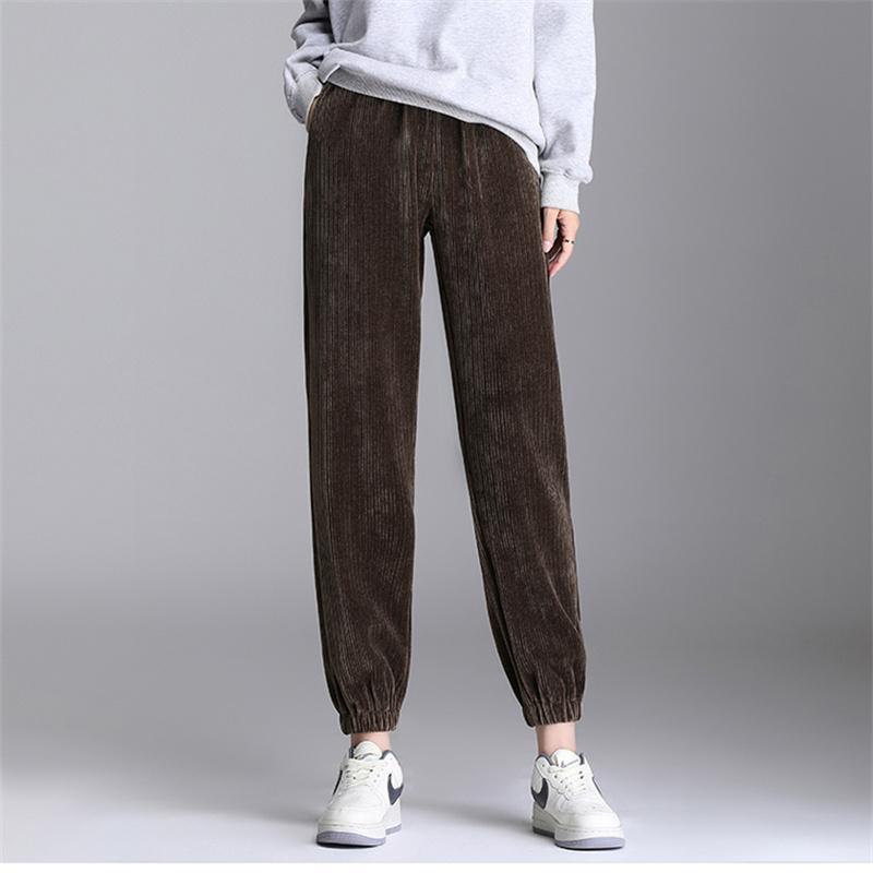 Осень-зима женские корейские утепленные однотонные спортивные штаны женские мешковатые — фото 3