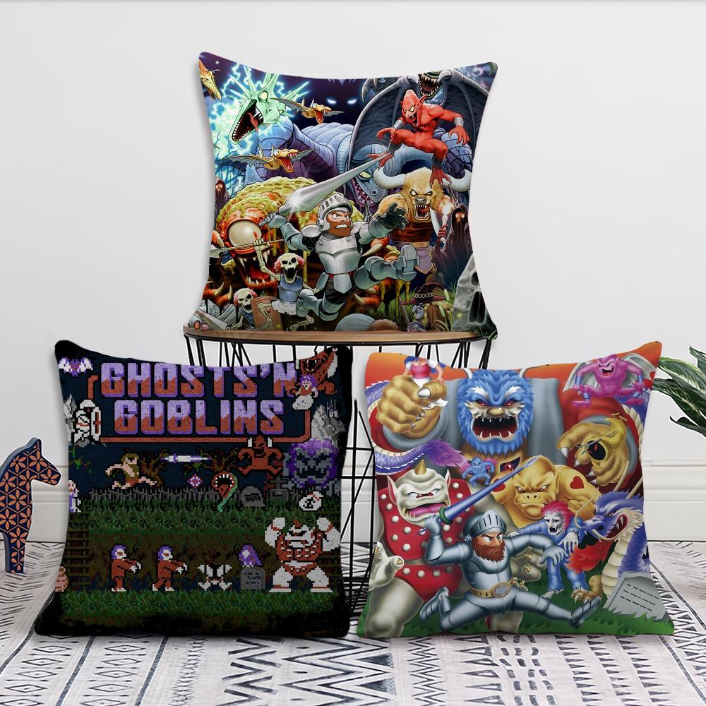 Goblins N' Ghosts Game Pillow Case For Sofa Bedside Table Bedroom Backrest Living Office Cushion Printed Square Multiple