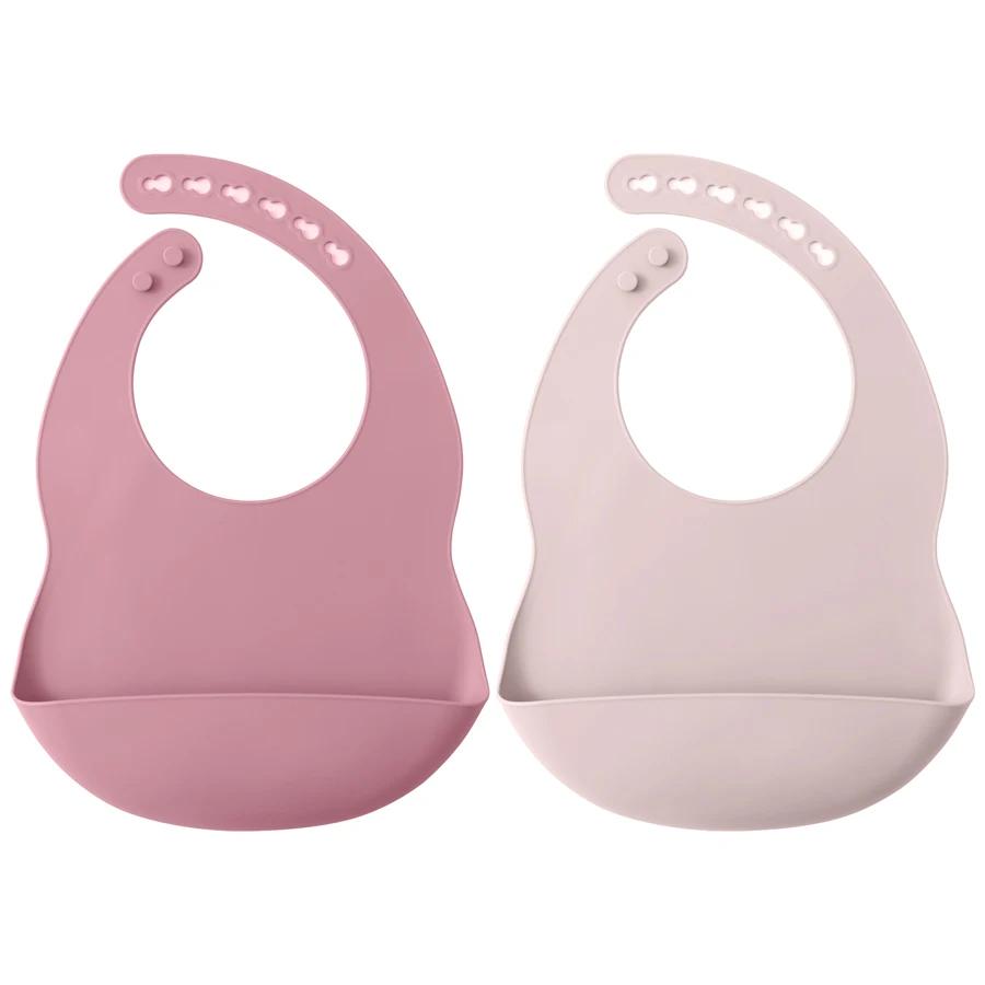 

2PCS Toddler Silicone Breastplate Baby Bib Waterproof Solid Color Infant Bibs Newborn Feeding Burp Cloth Drooling Scarf Suit 0-5years