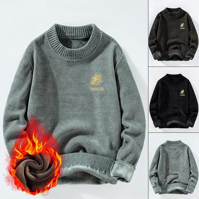 Winter New Round Neck Velvet Warm Sweater Men's Sweater Trendy Brand Long-sleeved Clothes Men's Bottoming Shirt Tops for Men
