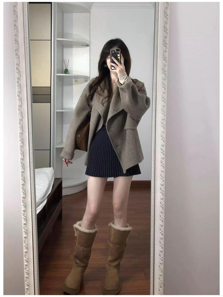 2025 New Arrival Women's Short Woolen Coat - Korean Style Winter Jacket with Thick High-End Feel