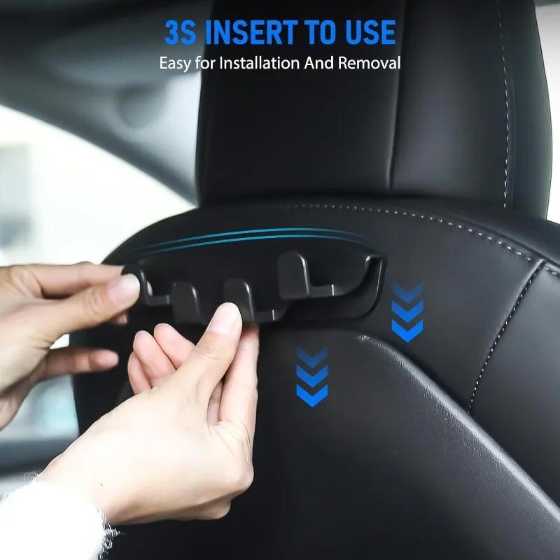 1/2 STÜCK Kratzschutz Auto Sitzhaken für Tesla Model 3 Y 2025-2017 Faltbar Schwerlast 11LBS Rückenhaken Handtaschenhalter Tasche