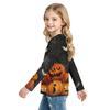Kids Long Sleeve T-Shirt with Halloween Print, Round Neck, for Boys and Girls