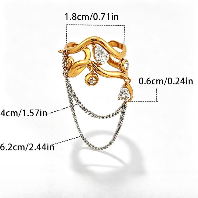 European and American Fashion Ring, Wave Chain, Fringed Open Ring, Water Drop, Niche Design Jewelry