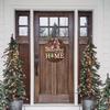 Interchangeable Welcome Sign for Front Door with 4 Seasonal Wreaths and 14 Changeable Icons, Farmhouse Front Door Signs, Door Decoration Porch Decor,