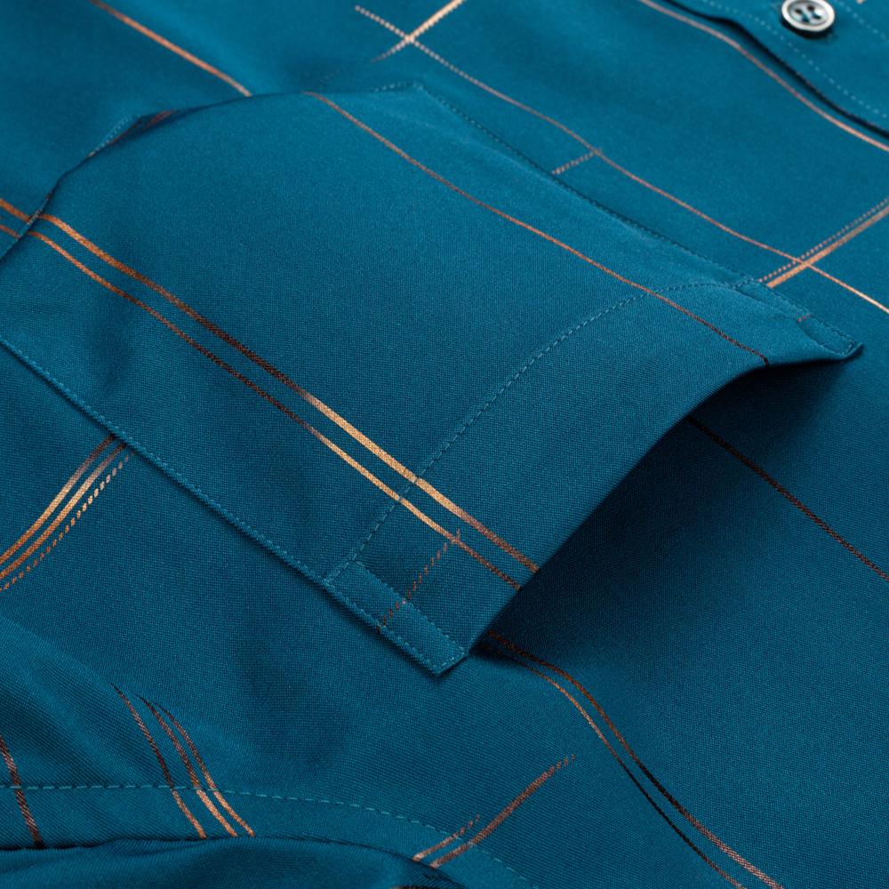 Stripe Print Casual Button Up Long Sleeve Easy-Care Shirt With Chest Pocket, Slightly Stretch Men's Semi-formal Dress Shirts