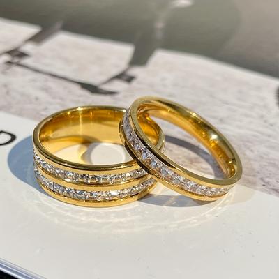 316L Stainless Steel Ring For Women Luxury Zircon Finger Fashion Zircon Accessory Party Gift