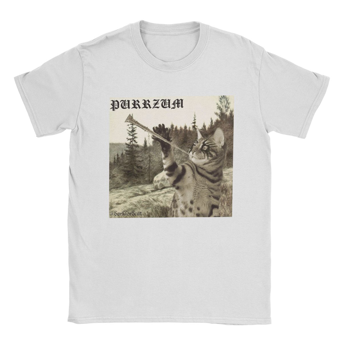 

Мужская футболка Purrzum Burzum Смешные футболки из чистого хлопка Футболка с коротким рукавом Круглый вырез Топы Подарок на день рождения S белый
