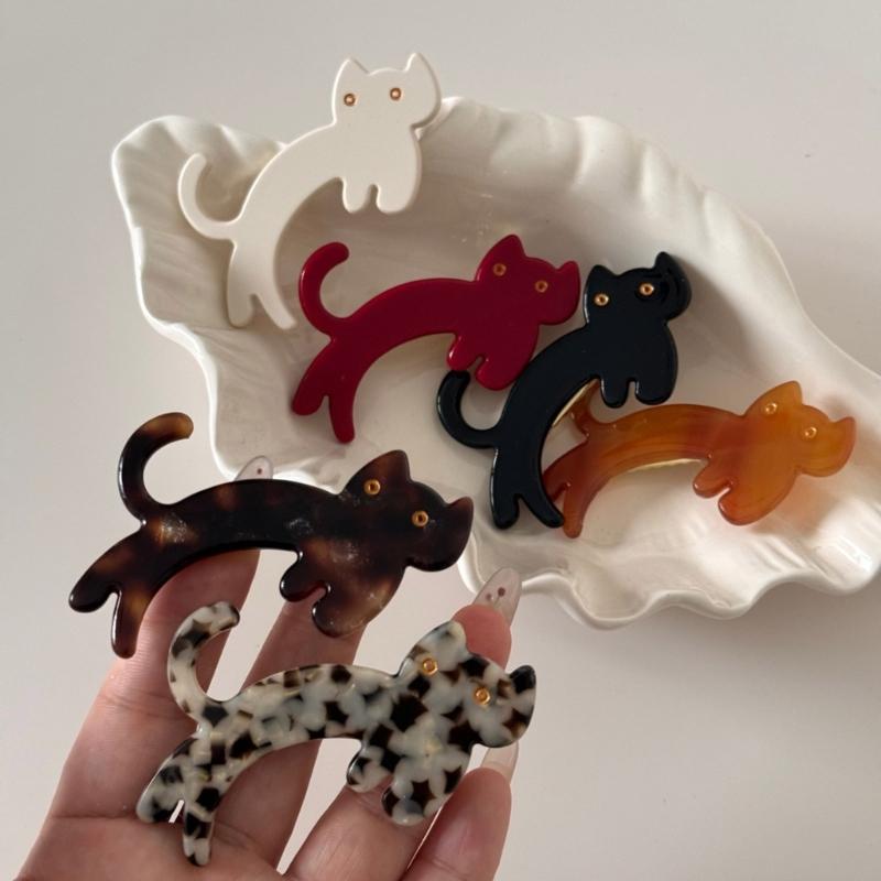Pack Of 2 Lovely Cats Shape Hair Clip Acetate Acid Hair Barrettes Hair Styling Accessories For Women Girl Daily Wear