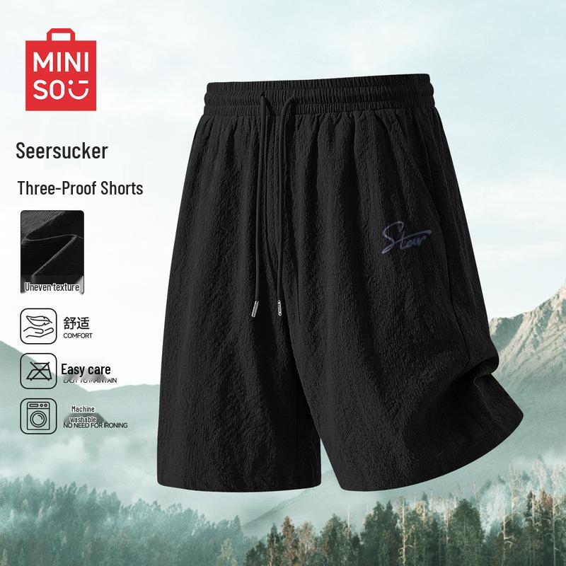 MINISO Men s Summer American Retro Style 3-Proof Textured Shorts 3XL