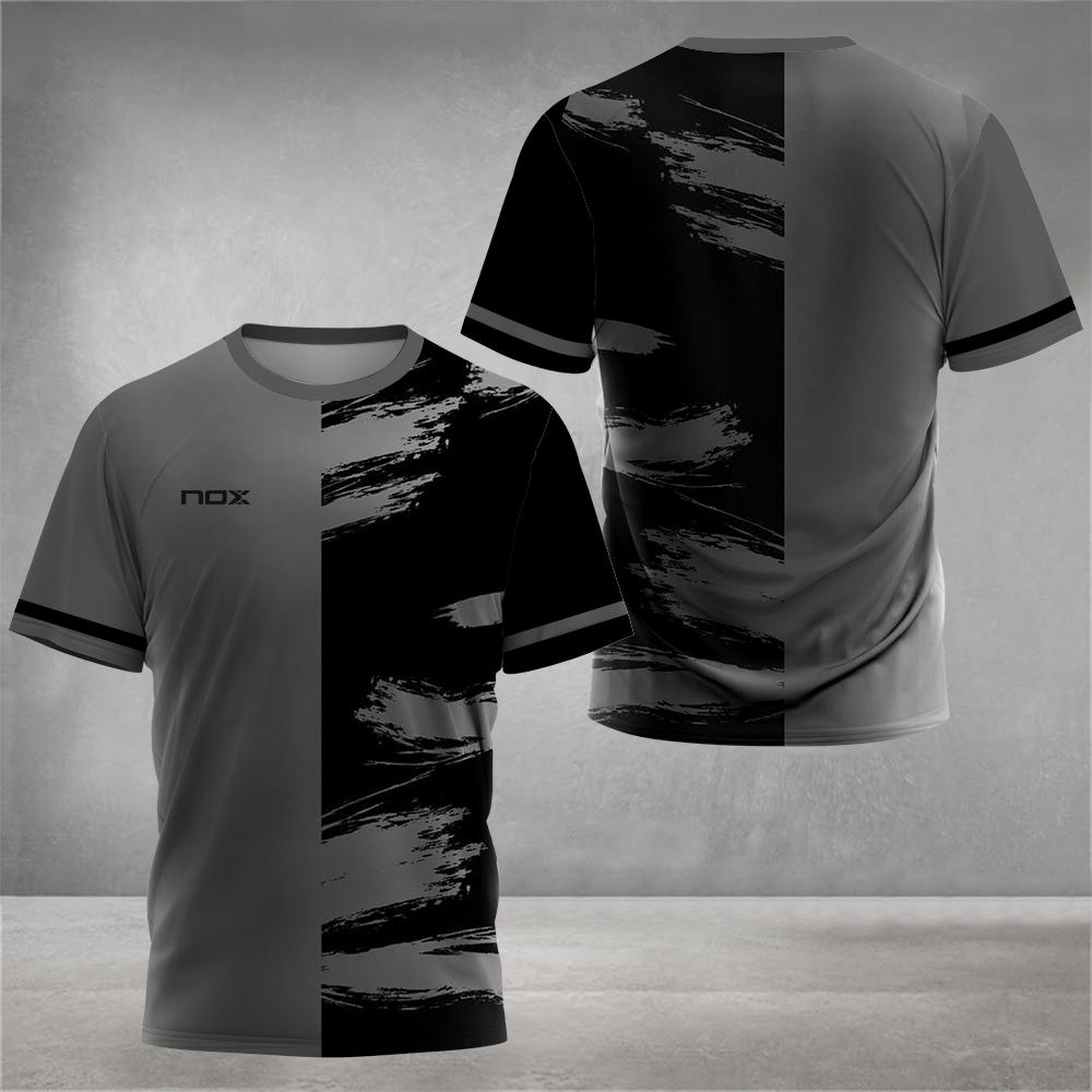 3D tištěné pánské tričko s přechodovou barvou, volné, prodyšné, na tenis, badminton, ležérní streetwear, s kulatým výstřihem, s krátkým rukávem, oblečení