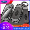 Car Sticker Hot For Ford Car Metal Leather Remote Key Case Cover For Ford Territory EV EcoBoost S350 Yuhoo 7 8 Transit Equator K