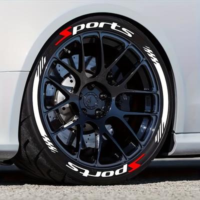 8PCS SPORTS Series Car Tire Sticker Set - High-Impact, Durable Lettering for 4 Tires - Premium Quality, Easy Application