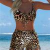 Women's Split Swimsuit Small Vest Style Swimsuit Set Printed Sling Vest Split Bikini