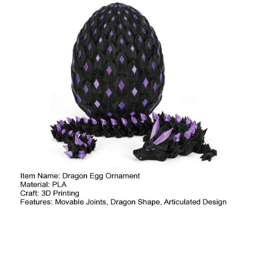 3D Printed Dragon Egg Figurine Movable Joints Luminous Loong Figure Fidget Toy Dragon Egg with Articulated Dragon Inside Decoration Ornament