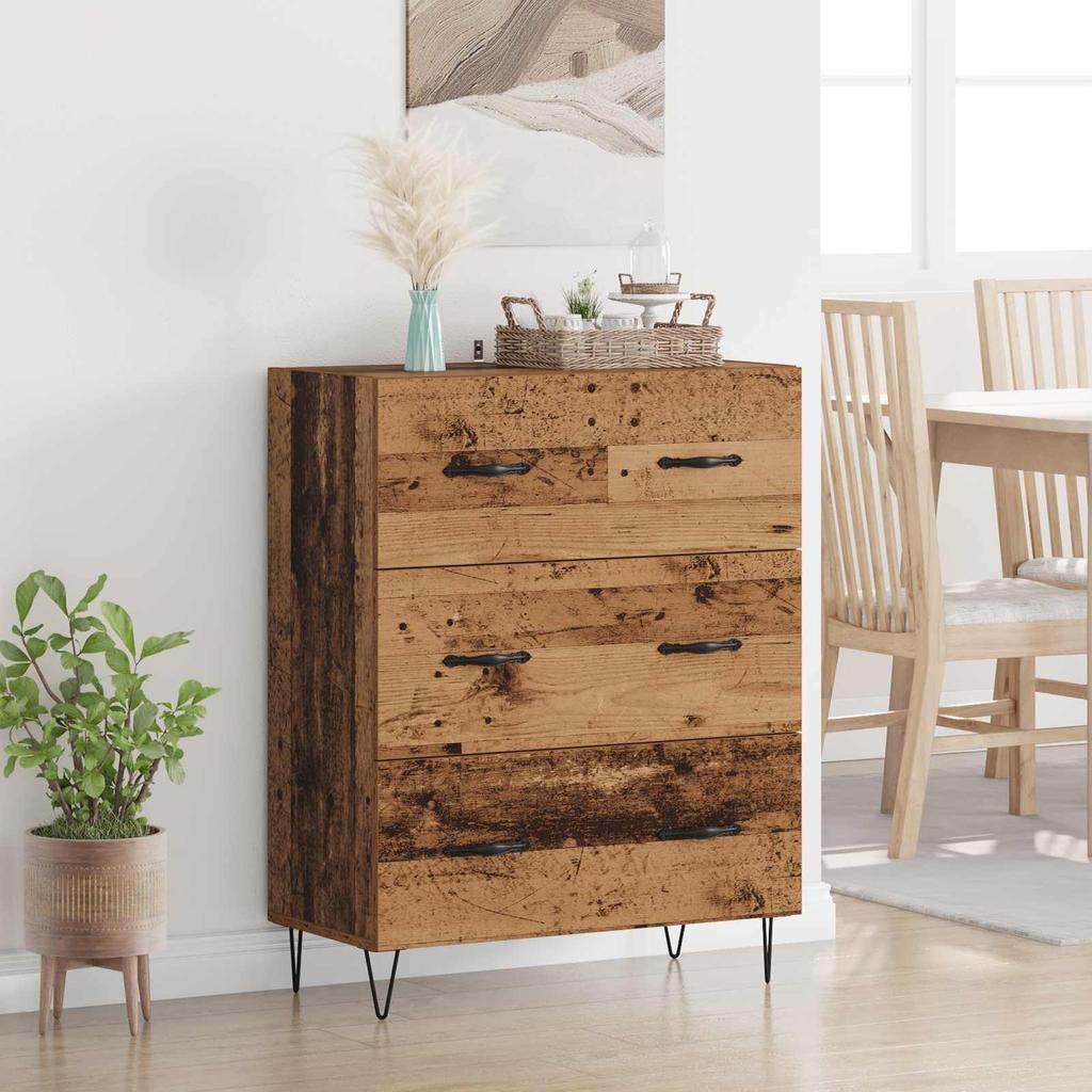 Sideboard Reclaimed Wood 69.5 x 34 x 90 cm Engineered Wood and Iron