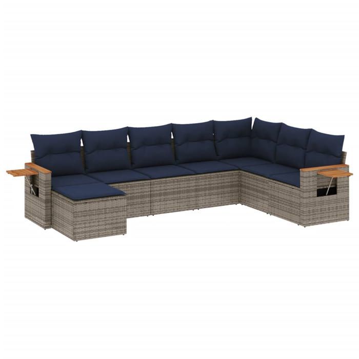 VidaXL Salon de Jardin avec Coussins 8 pcs, Canapés de Patio, Ensemble de Meubles, Mobilier de Terrasse Exterieur, Gris 3227090