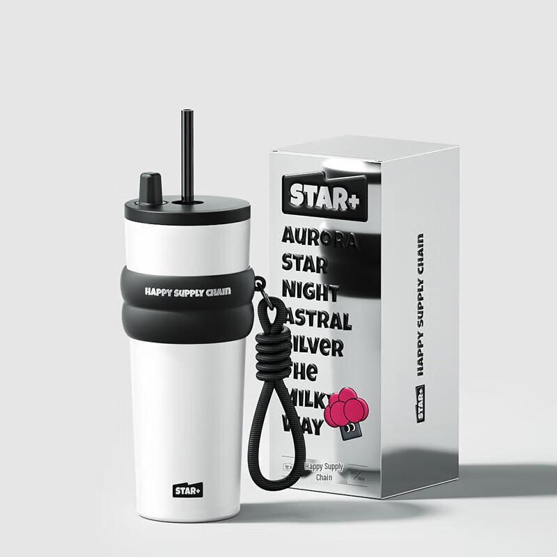 Shidajia Aurora Starry Night 710ml Stainless Steel Straw Cup