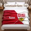 VfB Stuttgart FC Bedruckte Flanelldecke Mit Benutzerdefiniertem Namen Text Weiche Warme Überwurfdecke Für Schlafzimmer Weihnachtsgeschenk