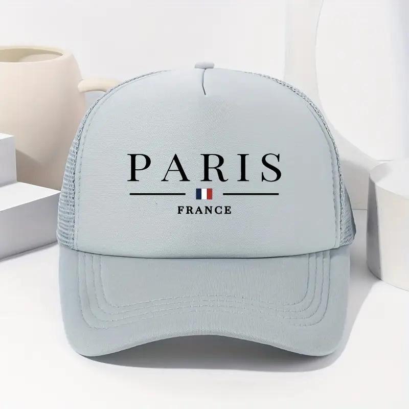Spring And Summer Sunshade Men S And Women S Outdoor Leisure Printing Paris Blue, White And Red Square Jetaime Baseball Cap Sunscreen серый