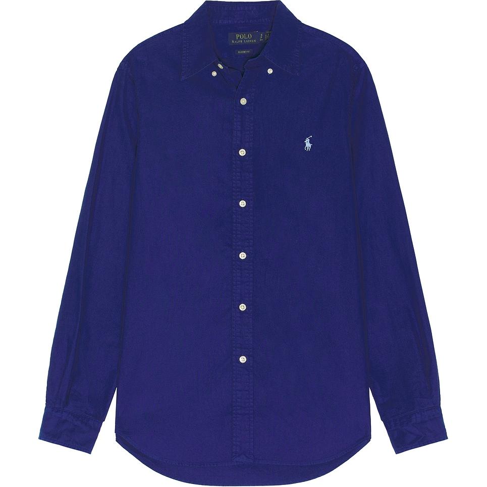 

Polo Ralph Lauren однотонная рубашка с вышитым логотипом и длинными пуговицами, мужские рубашки синего цвета 710957964-005 S
