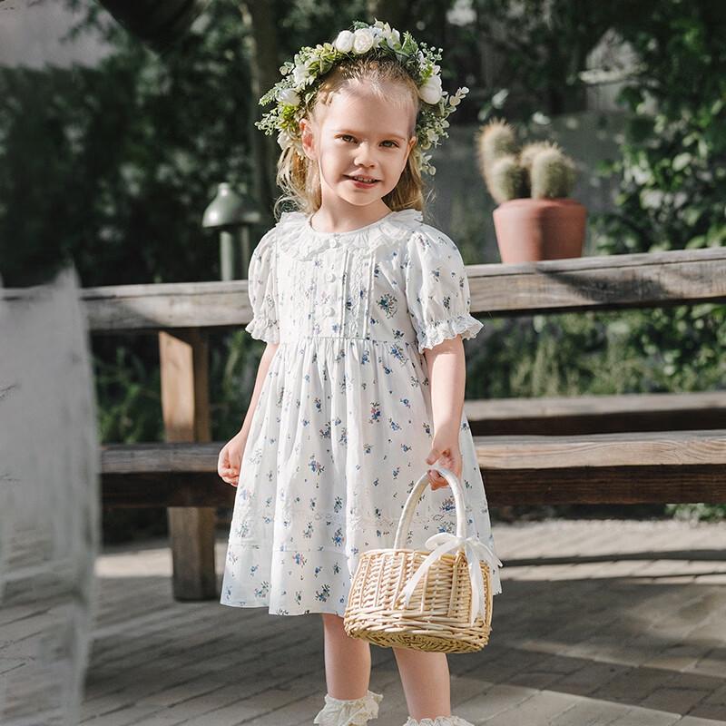 EMXEE Girls  Short Sleeve Floral Princess Dress 100