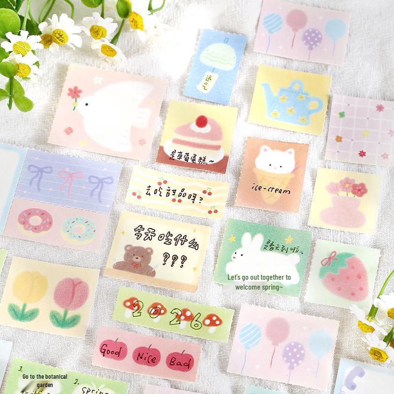Patchwork Sticky Notes: Korean Style Little Diary, Tearable Student Reminder & Journal Material.