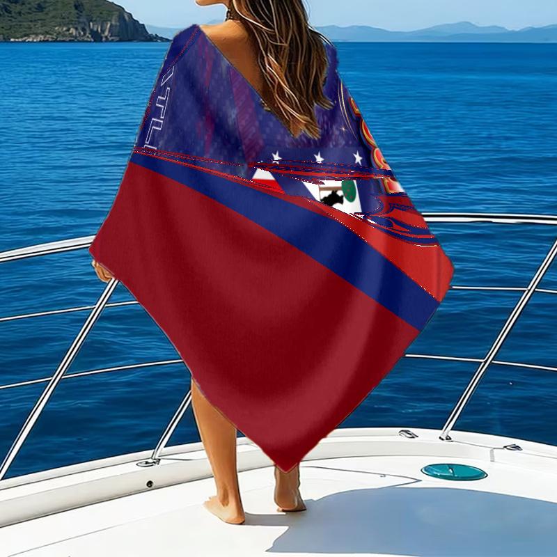 1pc Atletico Madrid Beach Towel with Custom Name, Beach/Swimming/Bath/Picnic/Camping Towel, Suitable for Seaside Beaches