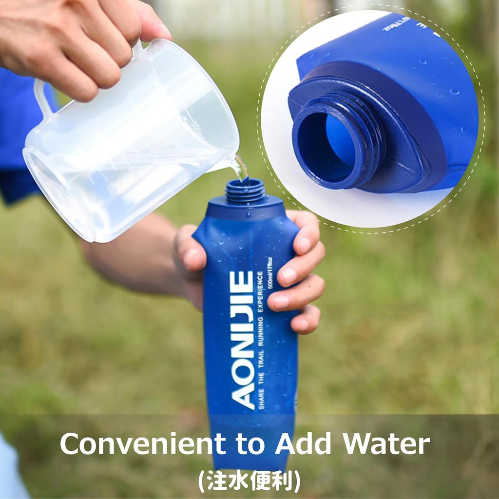 Azarxis Foldable TPU Hydration Portable Soft for Trail and Outdoor 500ml Capacity Bottle, Flask, Lightweight, Running, Marathons, Hiking, Cycling,