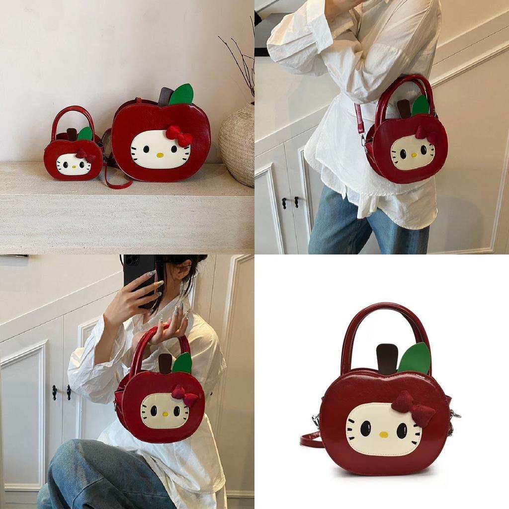 Adorable Sweet Hello Kitty Red Apple Design Mini Shoulder Bag For Daily Casual Use