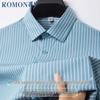 Romon Men's 100% Cotton Wrinkle-Free Striped Short-Sleeve Shirt