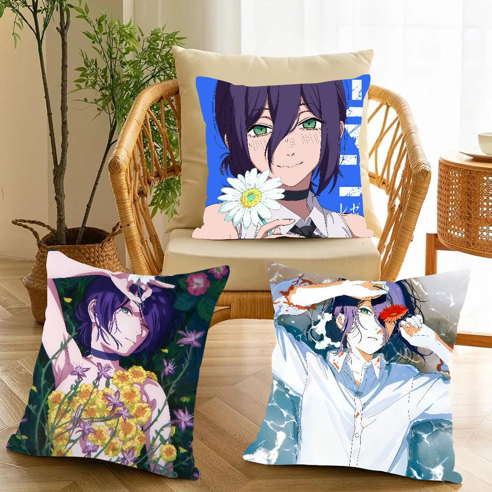 Anime Chainsaw Man Reze Pillow Case Office Cushions Suitable For Sofa Car Bedroom Decorative Cushion Cover