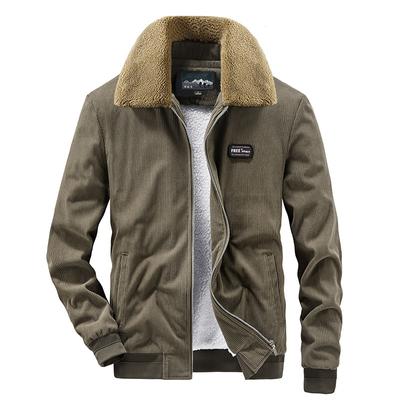 Men's Autumn and Winter Corduroy Jacket Business Middle-aged and Young Leisure Loose Velvet Thickened Padded Jacket