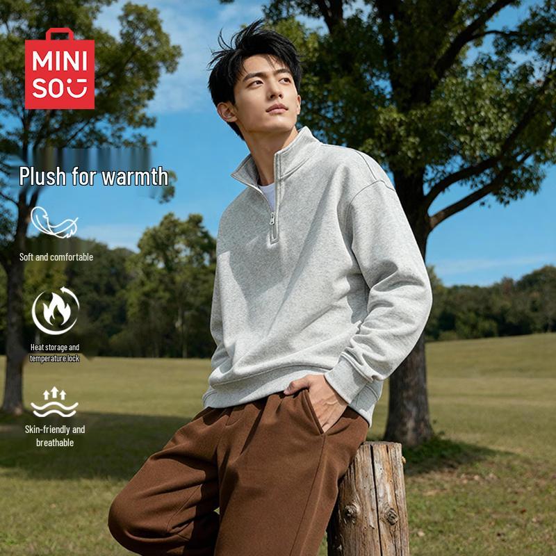 MINISO Unisex Heavyweight Fleece Stand-Collar Sweatshirt