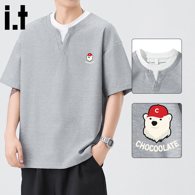 

CHOCOOLATEit Men s Waffle Faux Two-Piece Short Sleeve T-Shirt 3XL