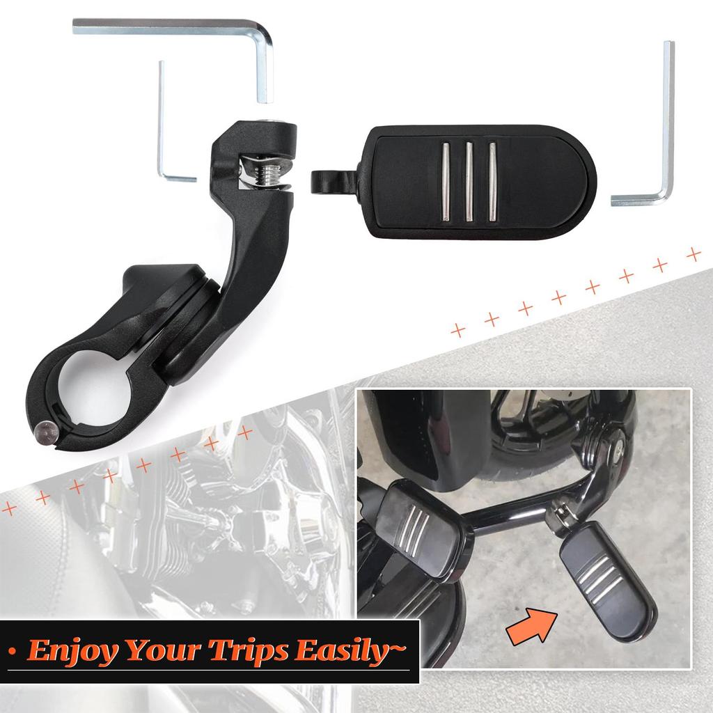 Universal Motorcycle Foot Rest Highway Engine Guard Foot Pegs Mount For Harley Honda Kawasaki Suzuki 1 1/4" 32mm Chrome Black