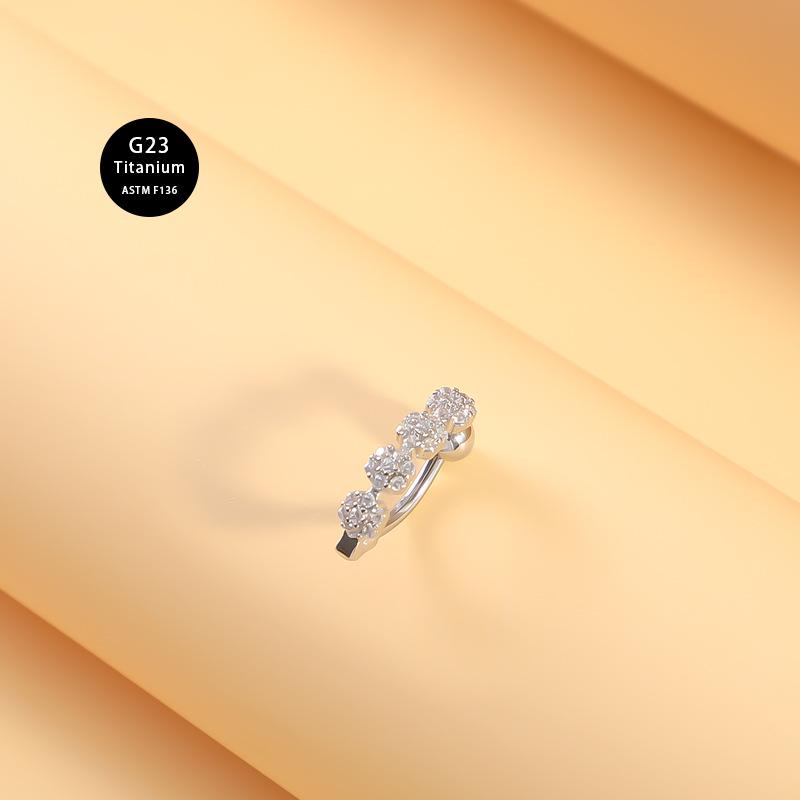 

Стильный титановый пирсинг пупка G23 с инкрустацией цирконом и медью G23