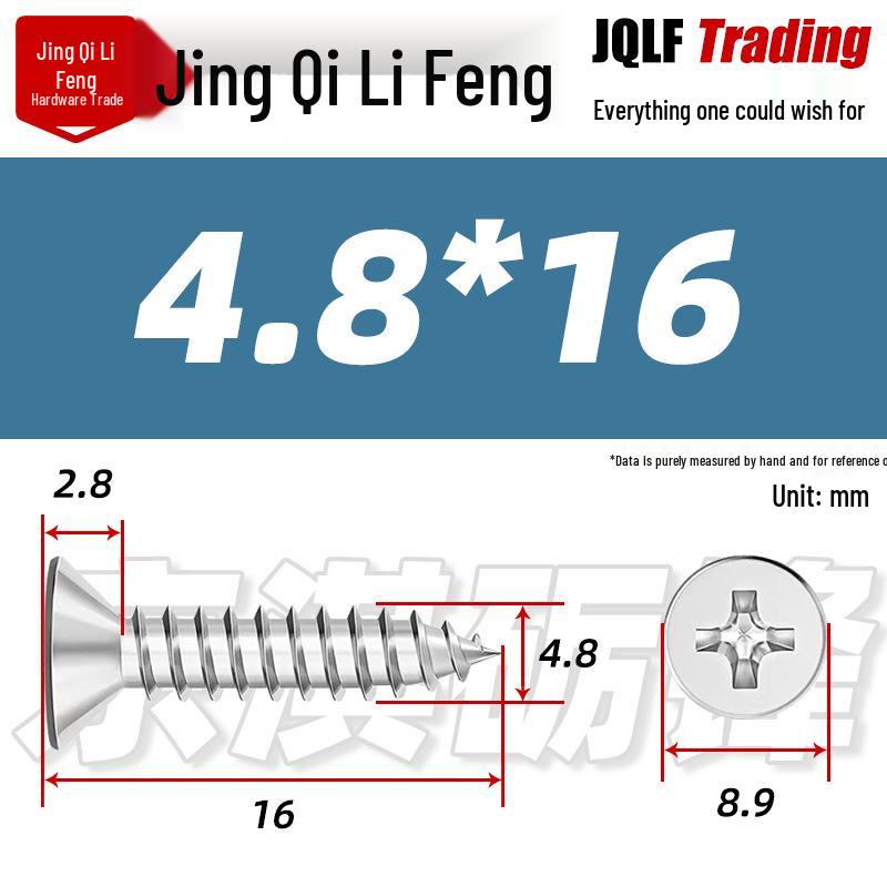 304 Stainless Steel Countersunk Self-Tapping Screw for Furniture & Outdoor Construction (GB/T 846)