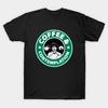 Herr T-shirt med Svart Tryck Kaffe & Kontemplation No-Cut Transferpapperstryck Bomulls-T-shirt