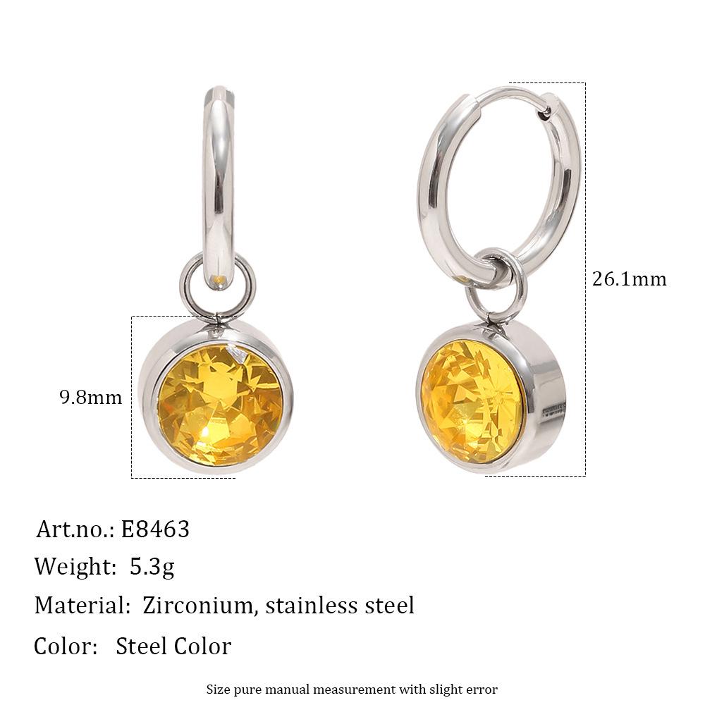 Exquisite 18K Gold-Plated French Earrings with Colorful Round Diamonds