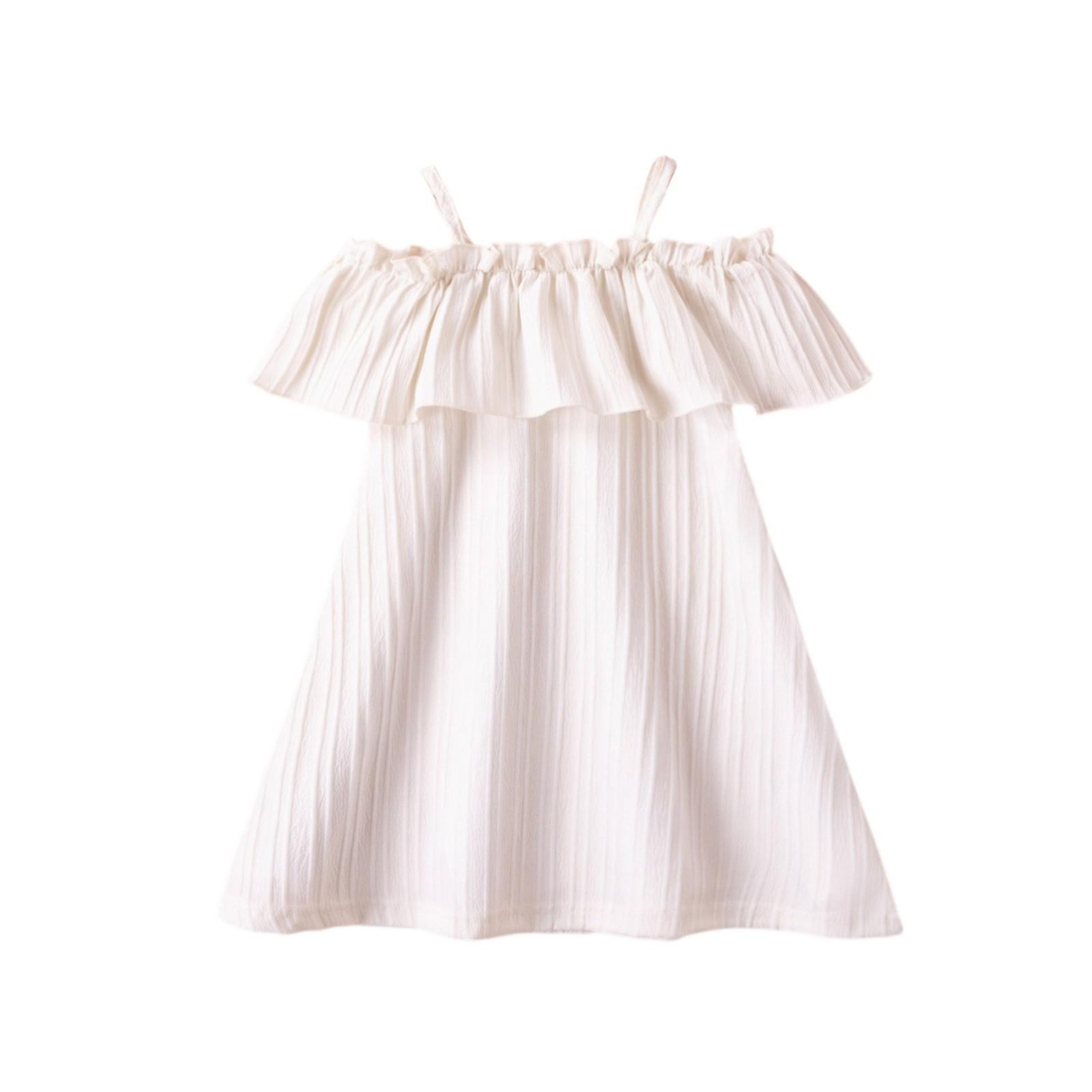 

Girls Backless Sundress - Sleeveless Flounce Hem Dress 100 бежевый